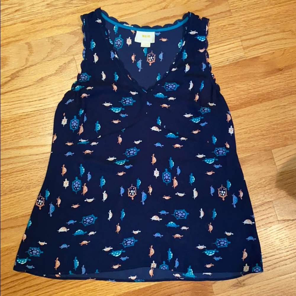 Anthropologie Maeve turtle print sleeveless top